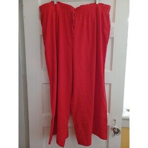 Lauren Conrad orange linenblend crop pants 2X plus drawstring work casual beac